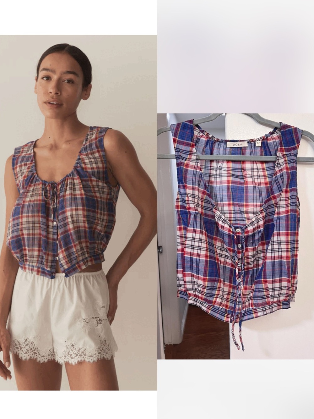 Doen Theo Top In Plaid, XS S M L
